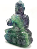 Multicolor Fluorite Buddha statue - handmade carving of serene and meditating Lord Buddha - 4 inches and 380 gms (0.84 lb)