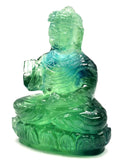 Green Fluorite Buddha - handmade carving of serene and meditating Lord Buddha - crystal/reiki/healing - 4 inches and 350 gms