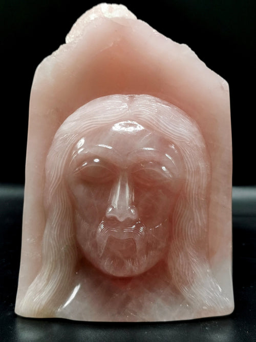 Lord Jesus majestic carving in natural rose quartz stone | hand carved in gemstones | crystal/reiki - 6 inches and 1.92 kg (4.22 lb)