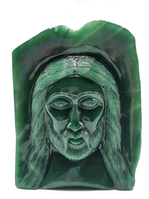 Lord Jesus majestic carving in natural dark green aventurine | hand carved in gemstones | crystal/reiki - 6 inches and 1.79 kg (3.94 lb)