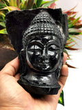 Black tourmaline hand carved Buddha Head - carving of serene and meditating Lord Buddha - crystal/reiki/chakra - 4 inch and 0.94 kg (2.1 lb)