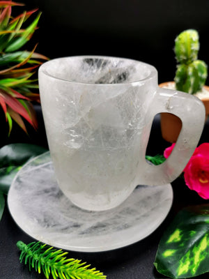 Beautiful Clear Quartz Tea Cup & Saucer - ONLY 1 Cup and 1 Saucer