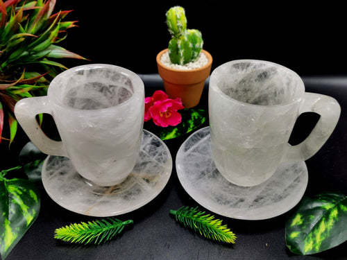 Beautiful Clear Quartz Tea Cup & Saucer - ONLY 1 Cup and 1 Saucer