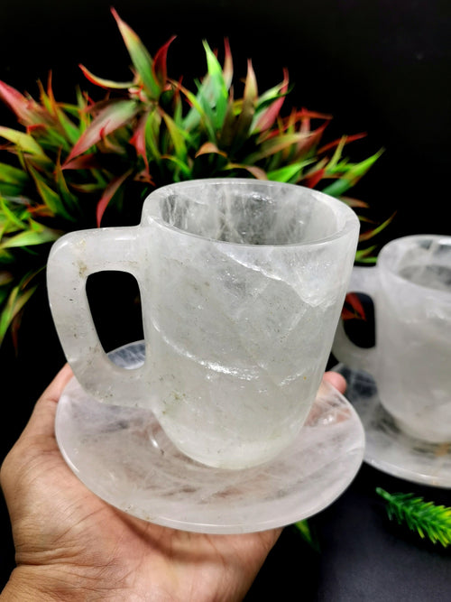 Beautiful Clear Quartz Tea Cup & Saucer - ONLY 1 Cup and 1 Saucer