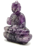 Amethyst Buddha - handmade carving of serene and meditating Lord Buddha - crystal/reiki/healing - 3.5 inches and 180 gms (0.40 lb)