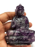 Amethyst Buddha - handmade carving of serene and meditating Lord Buddha - crystal/reiki/healing - 3.5 inches and 180 gms (0.40 lb)