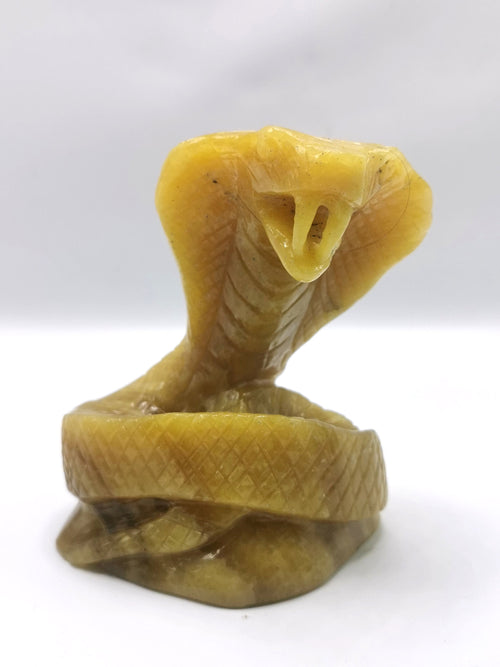 Cobra snake carving in Yellow Calcite stone - crystal healing / chakra / reiki / energy - 4.2 inches and 560 gms (1.23 lb)