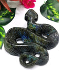 Slithering snake carving in Labradorite stone - crystal healing / chakra / reiki / energy - 5.5 inches and 670 gms (1.47 lb)