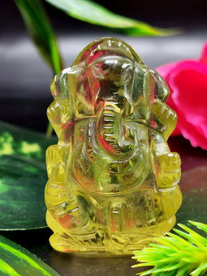 Ganesh Carving Handmade in Lemon Topaz -Lord Ganesha Idol |Sculpture in Crystals and Gemstones -Reiki/Chakra/Healing - 1.5 inch and 140 cts