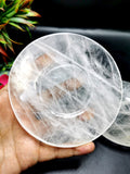 Clear Quartz or Spathik Crystal Plate - Crystal and Gemstones Healing / Reiki / Chakra - 5 inches and 230 gms (0.51 lb) - ONE PIECE ONLY