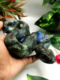 Slithering snake carving in Labradorite stone - crystal healing / chakra / reiki / energy - 5.5 inches and 510 gms (1.12 lb)