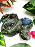 Slithering snake carving in Labradorite stone - crystal healing / chakra / reiki / energy - 5.5 inches and 510 gms (1.12 lb)