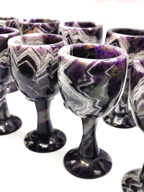 Beautiful gemstone wine glass in chevron amethyst stone - ONLY 1 PIECE
