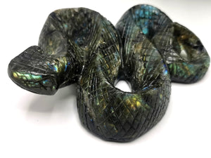 Slithering snake carving in Labradorite stone - crystal healing / chakra / reiki / energy - 5 inches and 520 gms (1.14 lb)
