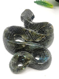 Slithering snake carving in Labradorite stone - crystal healing / chakra / reiki / energy - 5 inches and 520 gms (1.14 lb)