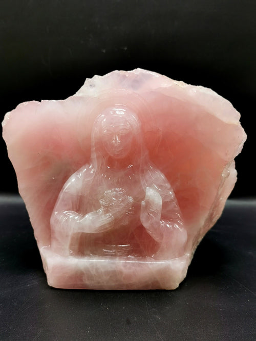 Mother Mary beautiful carving in natural rose quartz stone | hand carved in gemstones | crystal/reiki - 5 inches and 2.56 kgs (5.63 lb)