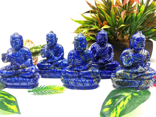 Lapis Lazuli Buddha - handmade carving of serene and meditating Lord Buddha - crystal/reiki/healing - 4 inches and 300 gms - 1 PIECE ONLY