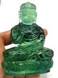 Green Fluorite Buddha - handmade carving of serene and meditating Lord Buddha - crystal/reiki/healing - 4 inches and 350 gms