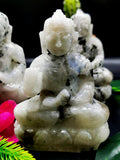Moonstone Buddha - handmade carving of serene and meditating Lord Buddha - crystal/reiki/healing - 4 inches and 300 gms (0.66 lb)