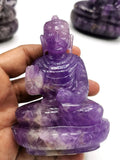 Amethyst Buddha - handmade carving of serene and meditating Lord Buddha - crystal/reiki/healing - 4 inches and 270 gms (0.59 lb)