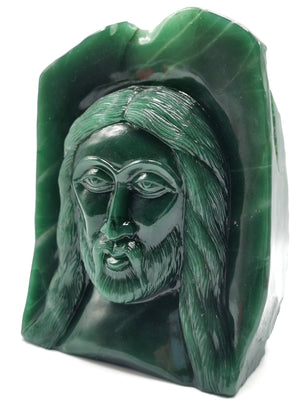 Lord Jesus majestic carving in natural dark green aventurine | hand carved in gemstones | crystal/reiki - 6 inches and 1.79 kg (3.94 lb)