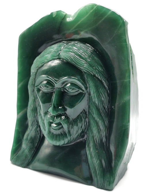 Lord Jesus majestic carving in natural dark green aventurine | hand carved in gemstones | crystal/reiki - 6 inches and 1.79 kg (3.94 lb)
