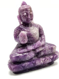 Lepidolite Buddha - handmade carving of serene and meditating Lord Buddha - crystal/reiki/healing - 3.5 inches and 0.210 kg (0.46 lb)