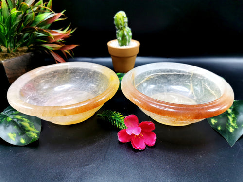 Beautiful red quartz designer hand carved bowls - 6 inches and 340 gms (0.75 lb) - ONE BOWL ONLY