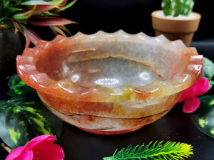 Beautiful red quartz designer hand carved bowls - 6 inches and 430 gms (0.95 lb) - ONE BOWL ONLY