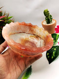 Beautiful red quartz designer hand carved bowls - 6 inches and 430 gms (0.95 lb) - ONE BOWL ONLY