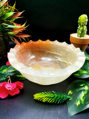 Beautiful red quartz designer hand carved bowls - 6 inches and 420 gms (0.92 lb) - ONE BOWL ONLY