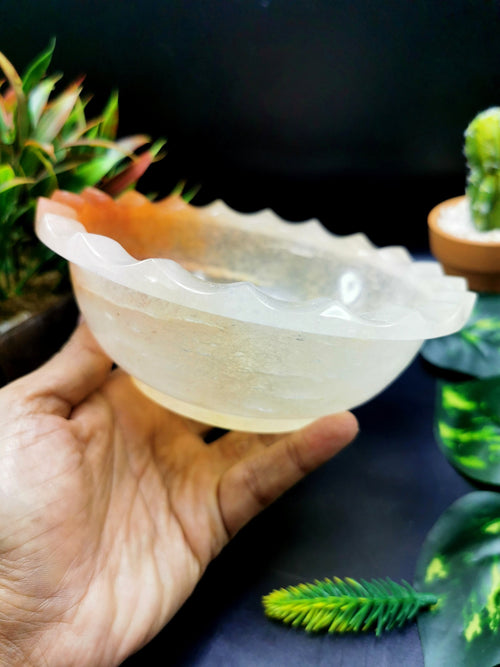 Beautiful red quartz designer hand carved bowls - 6 inches and 420 gms (0.92 lb) - ONE BOWL ONLY