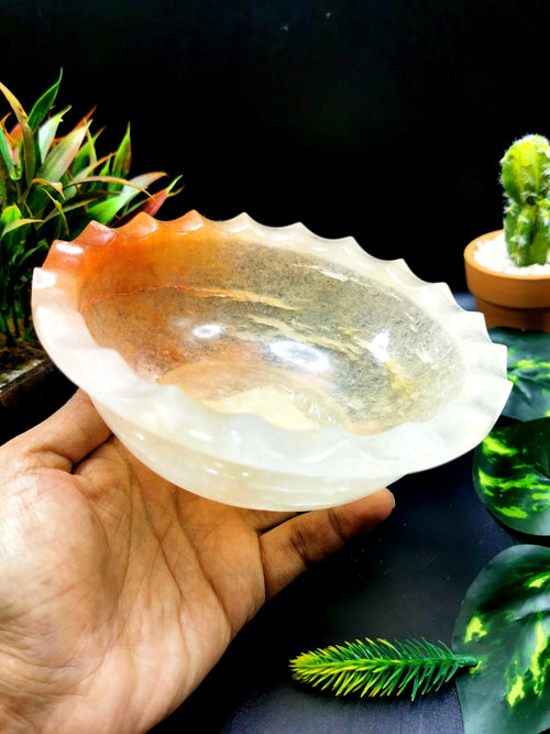 Beautiful red quartz designer hand carved bowls - 6 inches and 420 gms (0.92 lb) - ONE BOWL ONLY