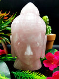 Large Rose Quartz Buddha Face/Head - handmade carving of serene face of Lord Buddha - crystal/reiki/healing - 5 inches and 0.95 kg (2.1 lb)