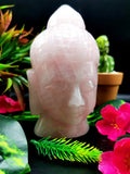 Large Rose Quartz Buddha Face/Head - handmade carving of serene face of Lord Buddha - crystal/reiki/healing - 5 inches and 0.95 kg (2.1 lb)