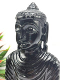 Black Obsidian Buddha - handmade carving of serene and meditating Lord Buddha - crystal/reiki/healing - 8 inches and 1.34 kg (2.95lb)