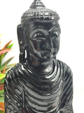 Black Obsidian Buddha - handmade carving of serene and meditating Lord Buddha - crystal/reiki/healing - 8 inches and 1.34 kg (2.95lb)