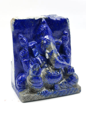 Lapis Lazuli Handmade Carving of Ganesh - Lord Ganesha Idol |Sculpture in Crystals/Gemstones - Reiki/Chakra/Healing - 2.7 inches and 320 gms