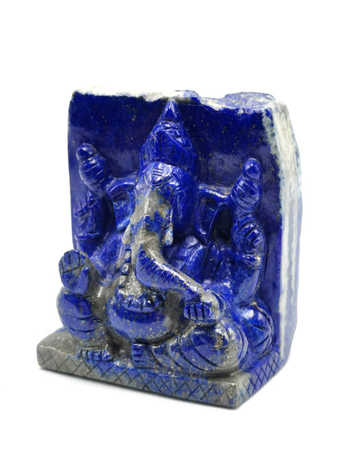 Lapis Lazuli Handmade Carving of Ganesh - Lord Ganesha Idol |Sculpture in Crystals/Gemstones - Reiki/Chakra/Healing - 2.7 inches and 320 gms