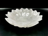 Beautiful white quartz hand carved lotus bowls - 7 inches diameter and 730 gms (1.60 lb) - ONE BOWL ONLY
