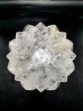 Beautiful clear quartz (spathik) hand carved lotus bowls - 7 inches diameter and 740 gms (1.63 lb) - ONE BOWL ONLY