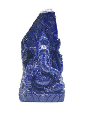 Lapis Lazuli Handmade Carving of Ganesh - Lord Ganesha Idol |Sculpture in Crystals/Gemstones - Reiki/Chakra/Healing - 4 inches and 390 gms