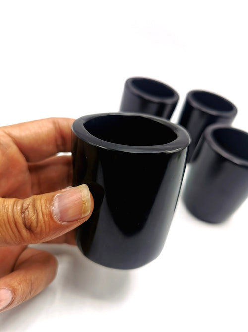 Beautiful gemstone shot glass/goblet in black obsidian stone - carvings in gemstones and crystals - ONLY 1 PIECE - Home Decor Gift