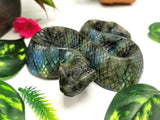 Slithering snake carving in Labradorite stone - crystal healing / chakra / reiki / energy - 5.5 inches and 625 gms (1.38 lb)