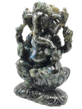 Labradorite Handmade Carving of Ganesh with blue flash - Lord Ganesha Idol | Figurine in Crystals and Gemstones - 9 inches and 3 kg (6.6 lb)