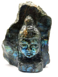 Labradorite Buddha Head on both sides - handmade carving of serene and meditating Lord Buddha - crystal/reiki/chakra - 9 inches and 3.67 kg