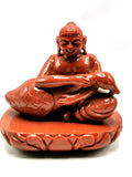 Red Aventurine Buddha with a swan - handmade carving of serene meditating Lord Buddha - crystal/reiki/healing - 5 inch and 1.27 kg (2.79 lb)
