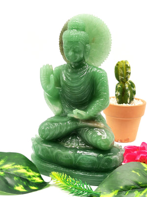 Australian Green Aventurine Buddha - handmade carving of serene and meditating Lord Buddha - crystal/reiki/chakra - 7 inches and 0.97 kgs