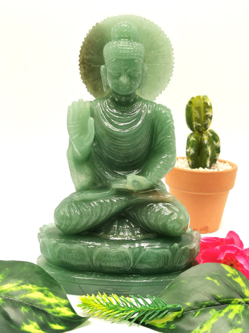 Australian Green Aventurine Buddha - handmade carving of serene and meditating Lord Buddha - crystal/reiki/chakra - 7 inches and 0.97 kgs