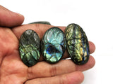 Set of seven (7) miniature floral carvings for pendant in labradorite stone - gemstone/crystal jewelry  - 7 PIECES ONLY